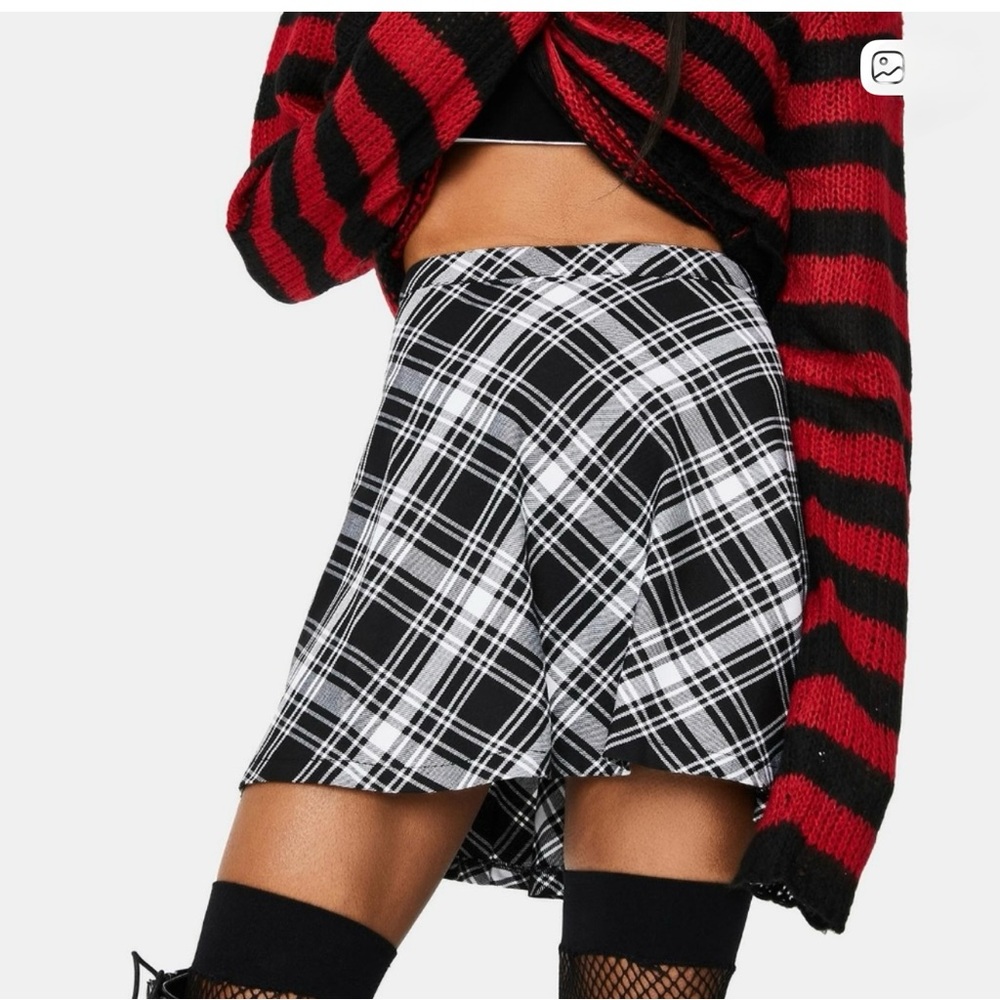 Tripp NYC Black White Plaid Skater Mini Skirt 0 2 XS